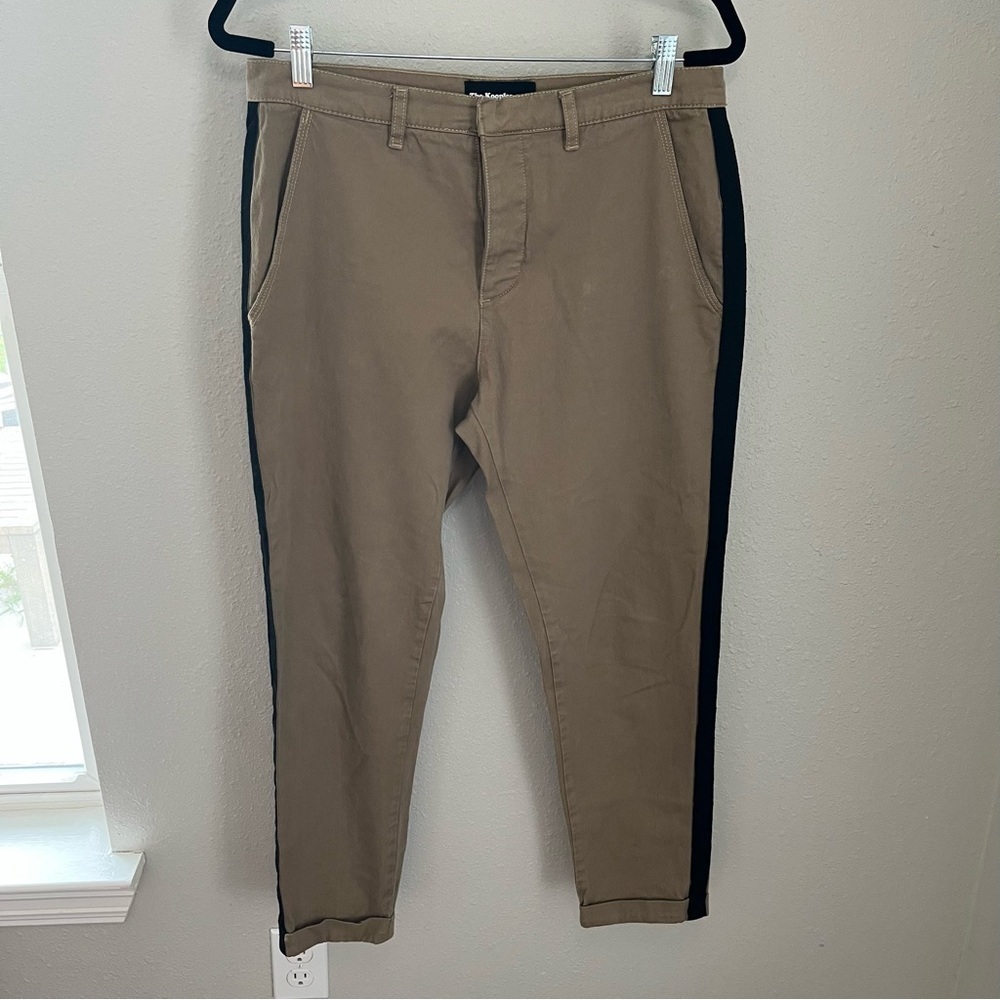 The Kooples Tan and Black Chinos with Side Stripe